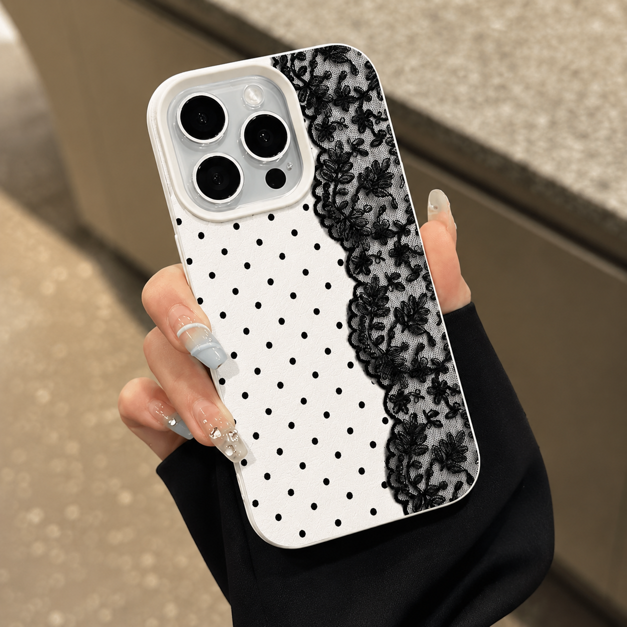 Noir Lace Polka Dot Case