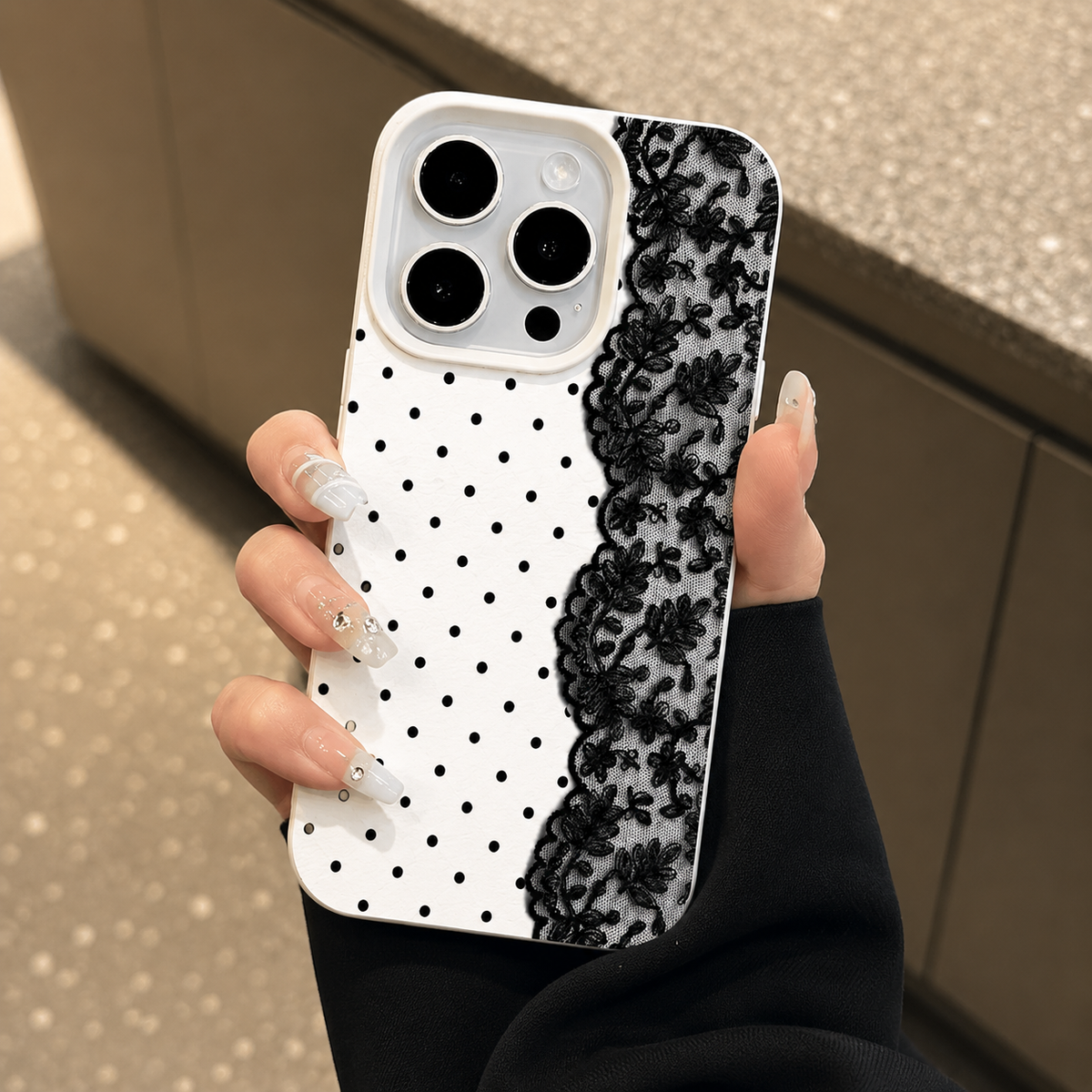 Noir Lace Polka Dot Case