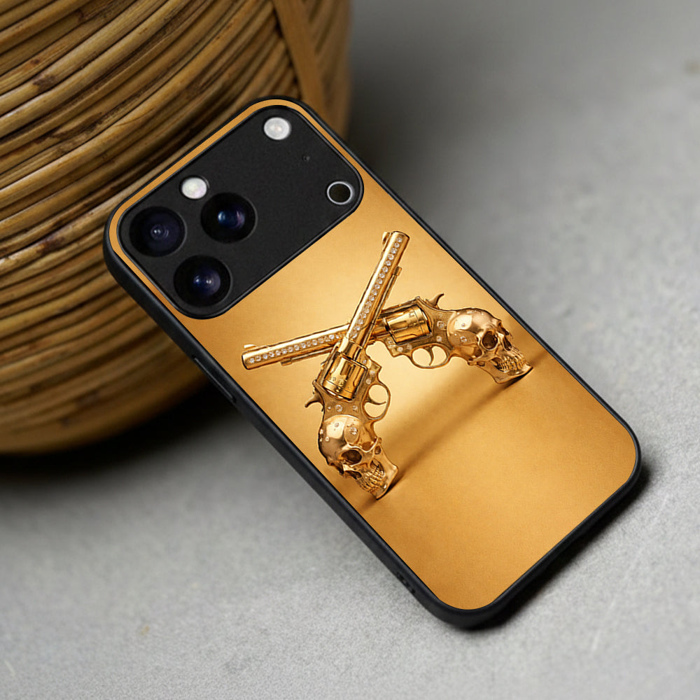 Golden Rebel Skull Armor Case