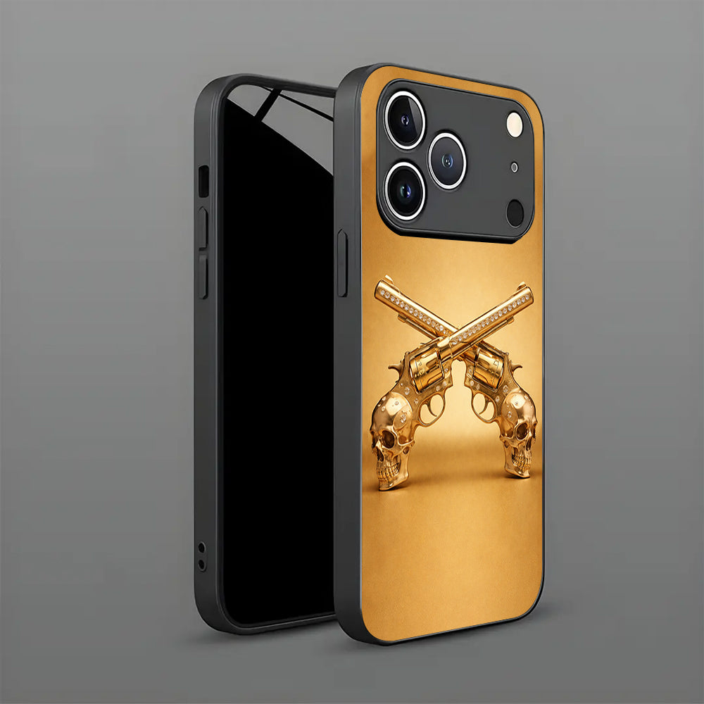 Golden Rebel Skull Armor Case