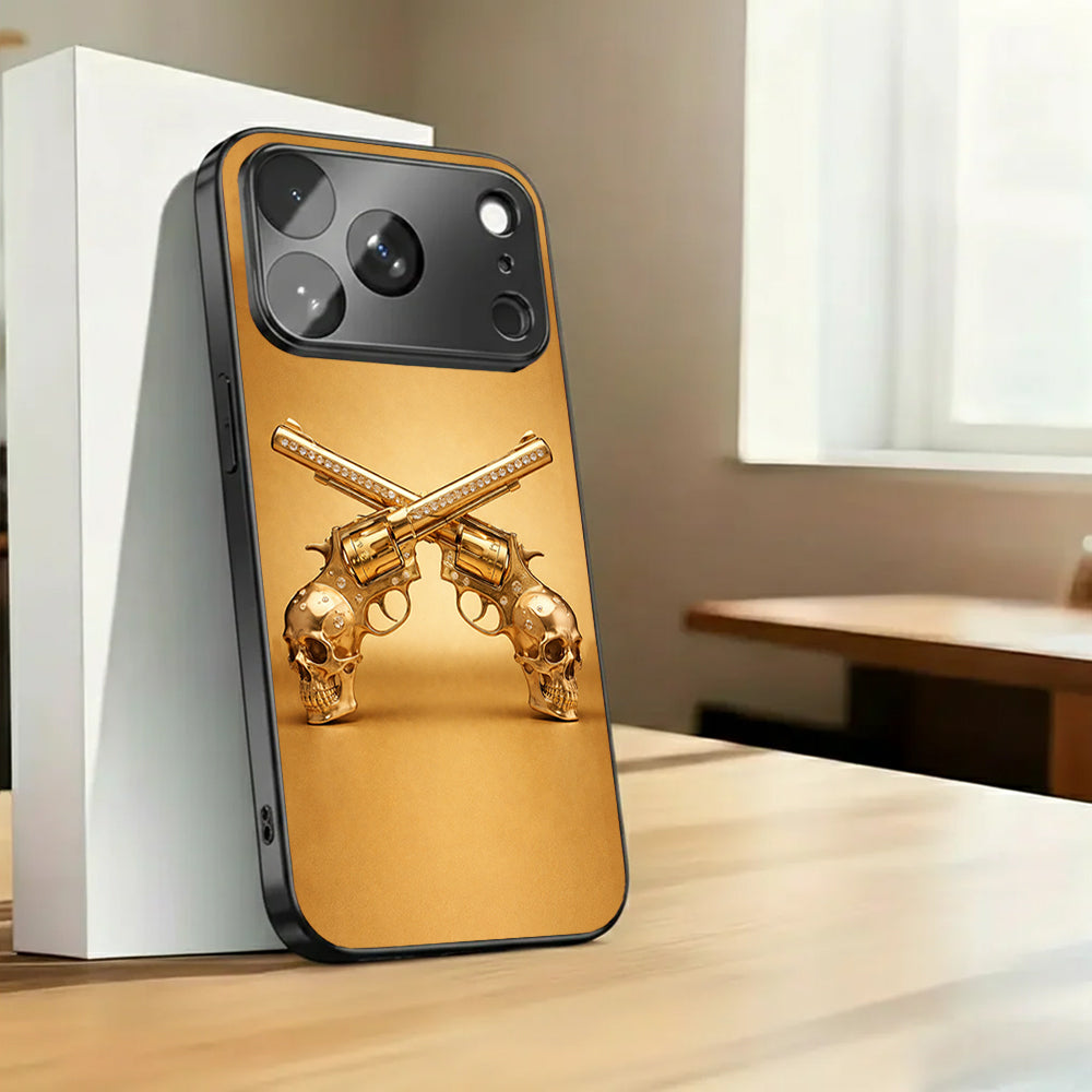Golden Rebel Skull Armor Case