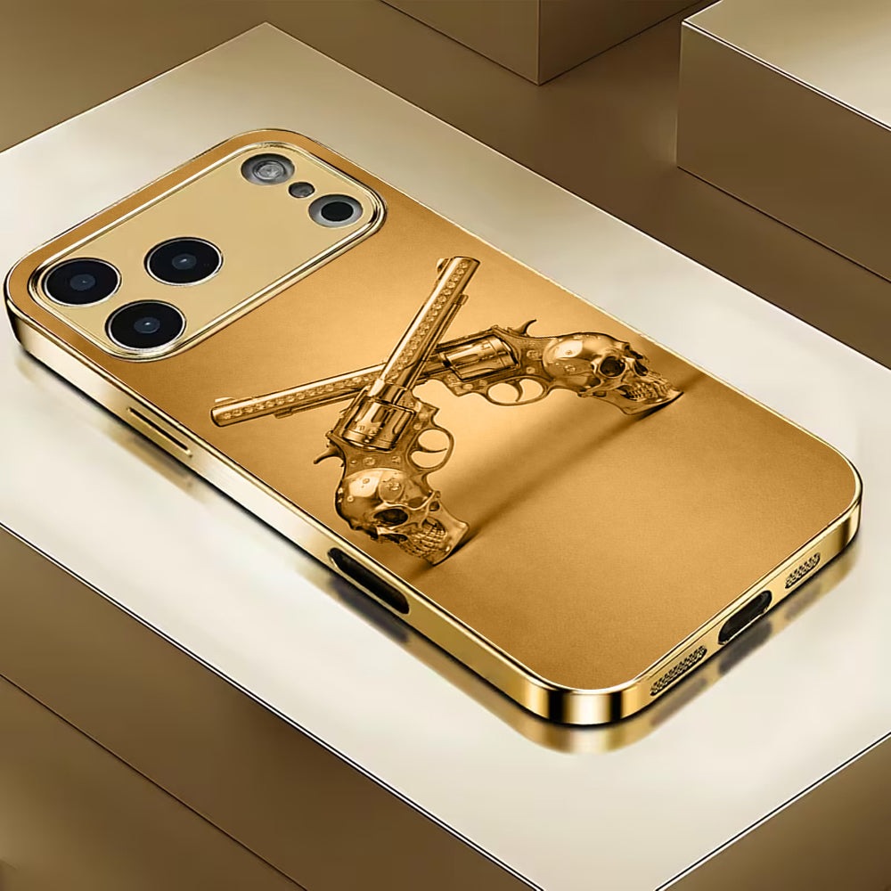 Golden Rebel Skull Armor Case